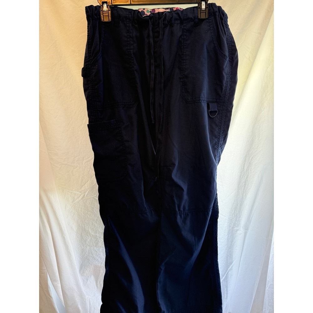 Bannock Court Navy Blue Cargo Scrub Pants Womens Large Elastic Waist Utility